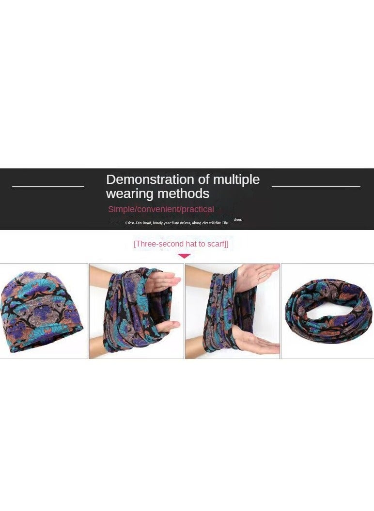 AROAQ Women Casual Beanies Hat, Autumn And Winter Comfortable Twist Hat Bib For Women, Soft Stretchy Women Knit Cap, Warm Neck Sheath Head Hat For Women Girls Teens,(Black Background Sunflower)  - Image 4