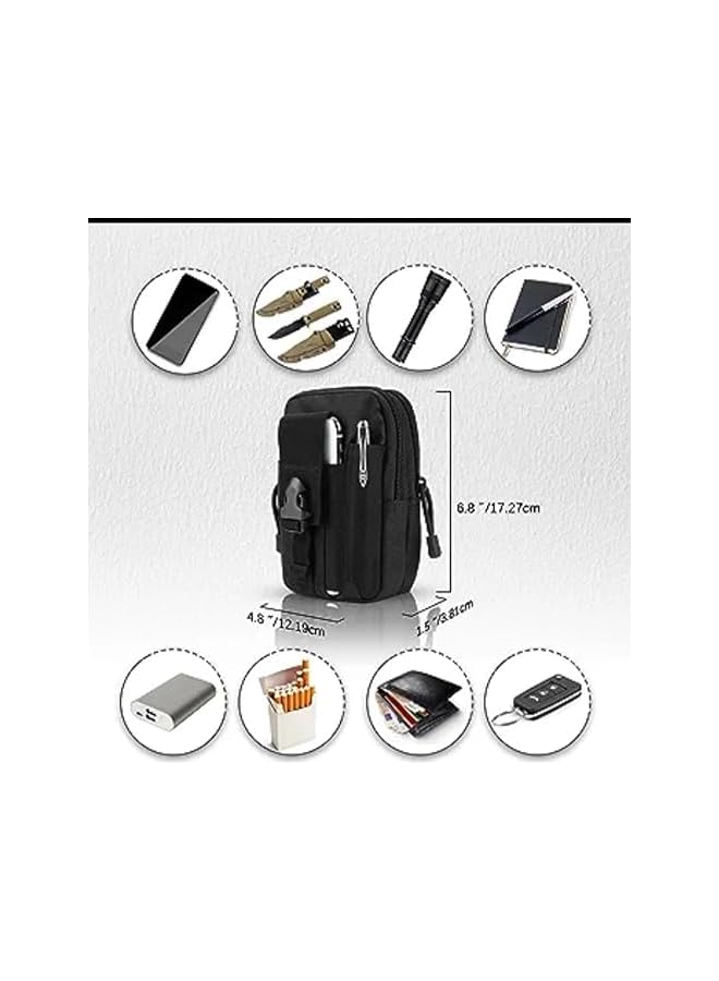 PROMASS حقيبة خصر تكتيكية خارجية EDC حزام مولي حقيبة أمان لحمل الهاتف لحالات iPhone x plus Galaxy Note 9 S9 أو أقل من 6.2 بوصة سمارتفون باللون الأسود - Image 2