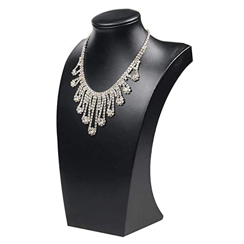 Homeanda Necklace Display Bust  PU Leather Jewelry Bust Stand for Photography Boutique Display and Home OrganisationBlack98x57