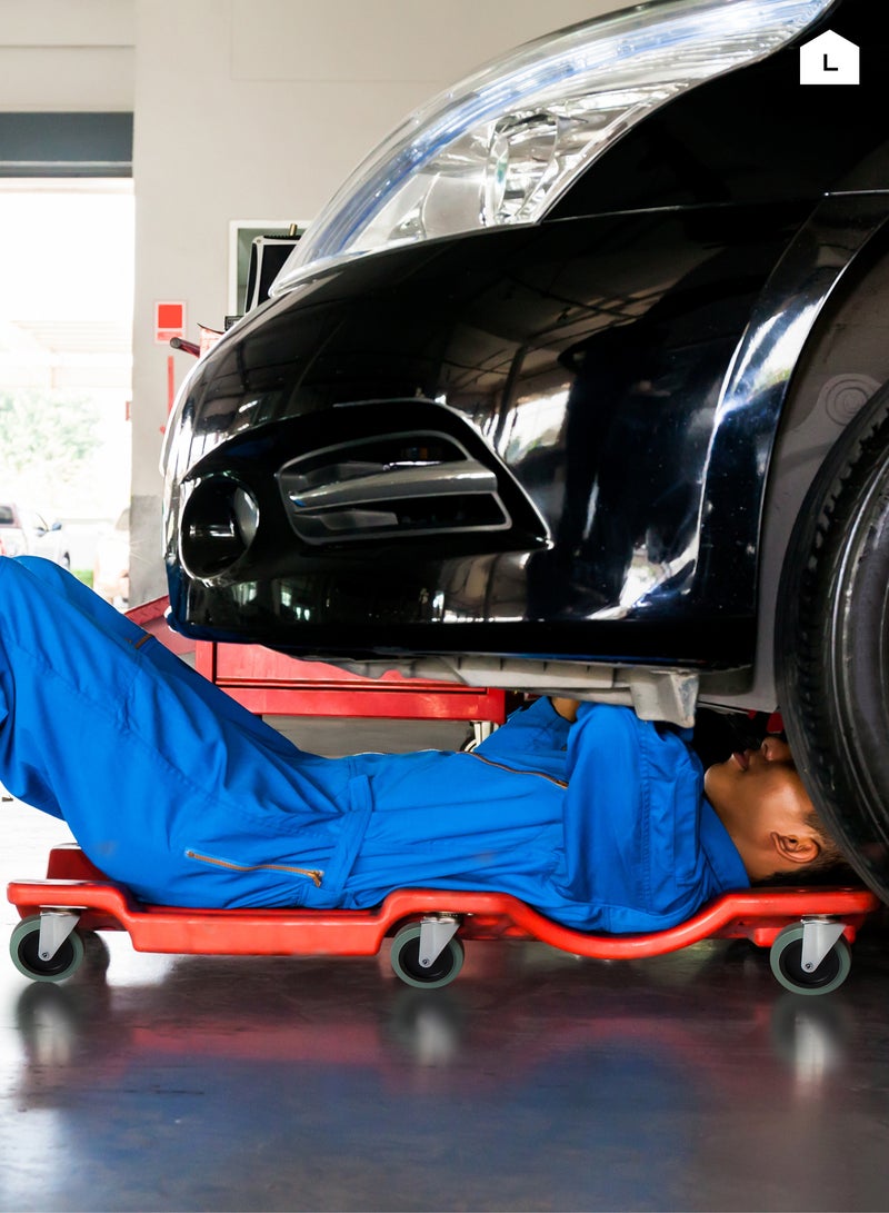 LAWAZIM Plastic Car Creeper 48inch - Black - Mechanic Garage Creeper with Sponge-Cushioned Headrest, Smooth-Rolling Wheels, Dual Tool Trays, and Carrying Handle - Ideal for Automotive Maintenance and Repairs - Image 5