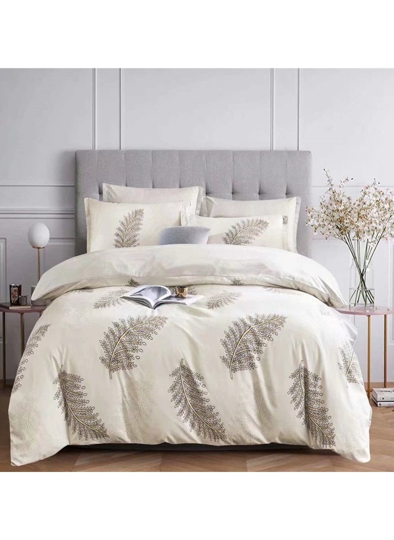 GOLDEN HOME طقم غطاء لحاف بنمط مخطط مكون من 6 قطع مقاس كينج/كوين/مفرد. تتضمن المجموعة 1 غطاء لحاف، 1 ملاءة سرير جاهزة، 4 أكياس وسائد  - Image 2
