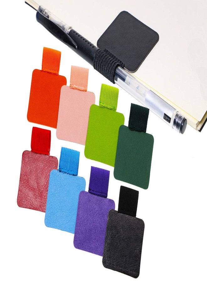 Mini Skater 8Pcs Self-Adhesive Leather Pen Loop with Elastic Band,8 Color - Image 1