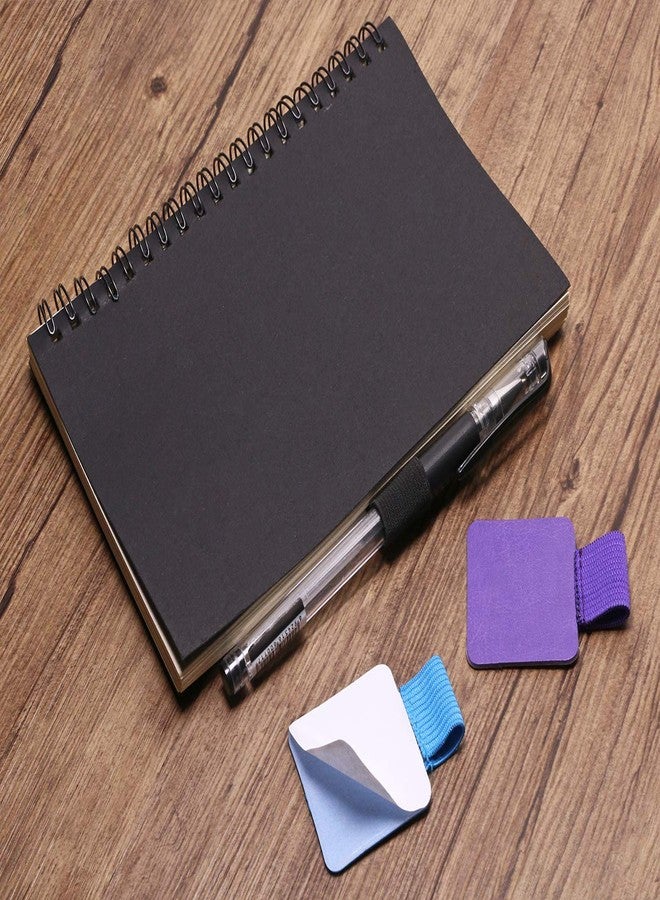 Mini Skater 8Pcs Self-Adhesive Leather Pen Loop with Elastic Band,8 Color - Image 4