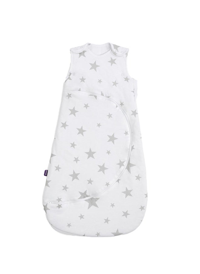 Snuz Pouch Sleeping Bag For Infant And Baby Clever Nappy Change Zip 100% Cotton For Temperatures If 21 - 23 Celsius Suitable From 0 To 6 Months Maximum Baby Length 68 Cm Grey Star  - Image 1