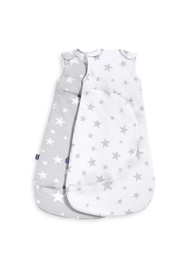 Snuz Pouch Sleeping Bag For Infant And Baby Clever Nappy Change Zip 100% Cotton For Temperatures If 21 - 23 Celsius Suitable From 0 To 6 Months Maximum Baby Length 68 Cm Grey Star