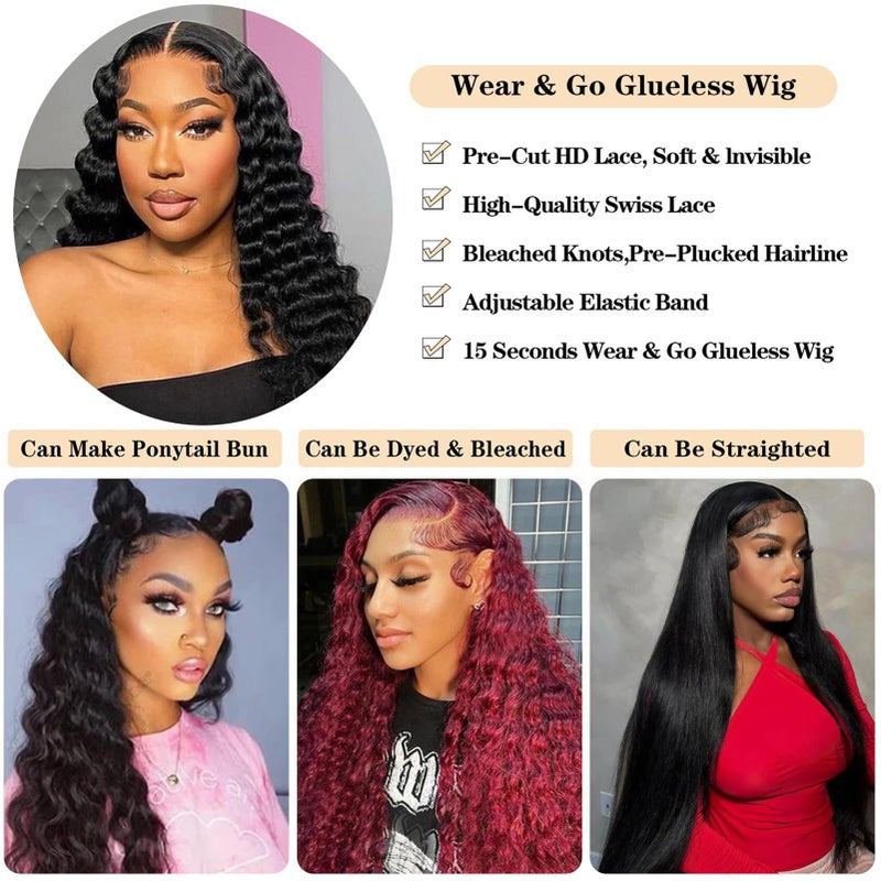 ROYAL IMPRESSION 28 Inch Loose Wave Wear And Go Glueless Wigs Human Hair Pre Plucked Pre Cut 200% Density 5x5 Loose Deep Wave HD Closure Wigs 100% Real Human Hair Wigs No Synthetic Blend Reusable 3X Longer Lifespan - Image 4