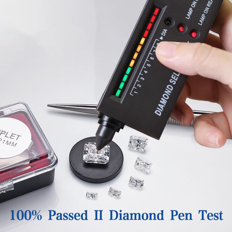 HMJ Moissanite Loose Stone Radiant Cut Lab Diamond VVS1 Clarity Simulated Diamond Loose Gemstones for Pendant Ring Stud Earring Jewelry Making with Certificate of Authenticity GRA (Blue Green) - Image 4