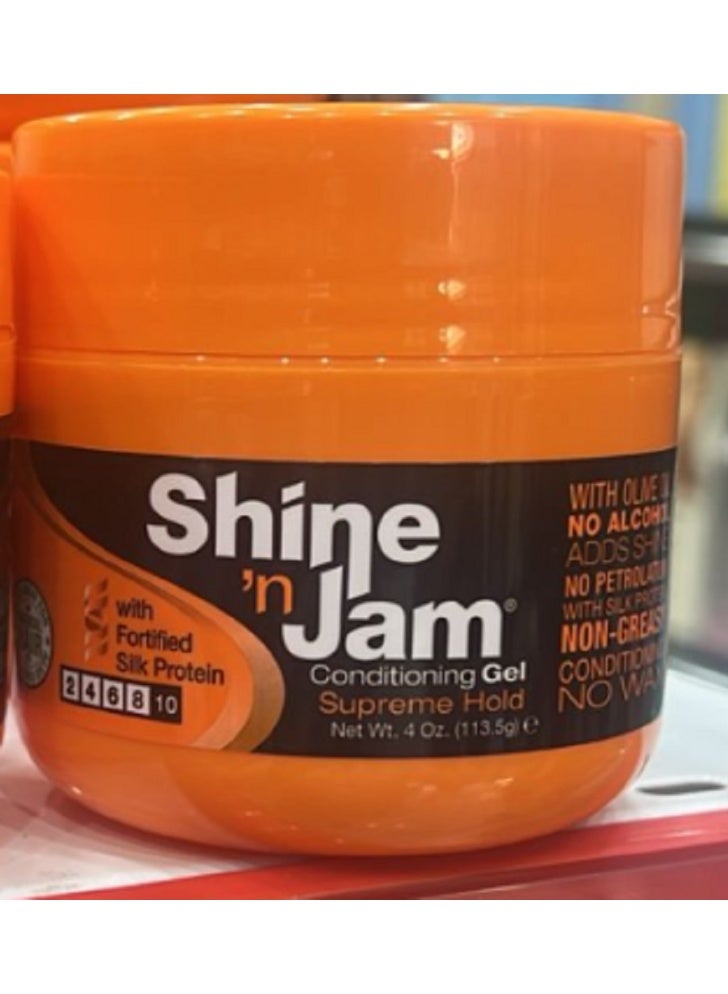 Shine 'n Jam Shine-n-Jam Supreme Hold - Conditions Hair with Olive Oil and Silk Protein - Great for Smoothing Fringe, Ponytails, and Up-dos - Firms Tresses with Non-Greasy Shine 113.5gm - Image 1