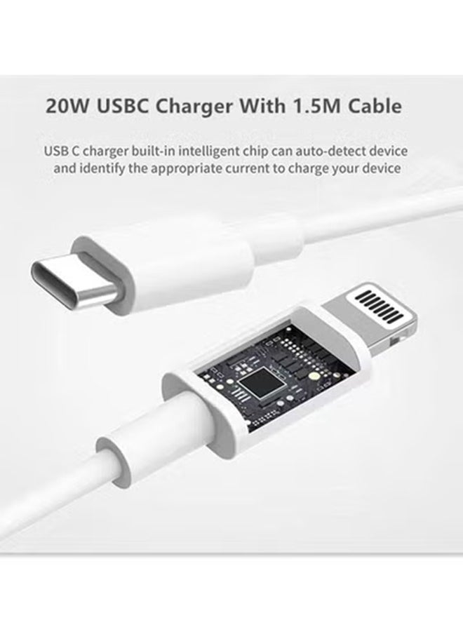 Generic - 20W Fast Charger USB C Wall Fast Charger with USB C to Lightning Cable Compatible with iPhone 14/14 Pro/14 Pro Max/13/12/SE2020/11/XR/XS Max/X/iPad - Image 1
