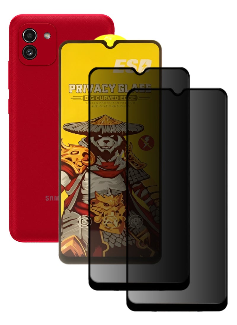 ESD 2 Pieces Tempered Dustproof Privacy Glass Screen Protector Compatible For Samsung Galaxy A03 - Image 1