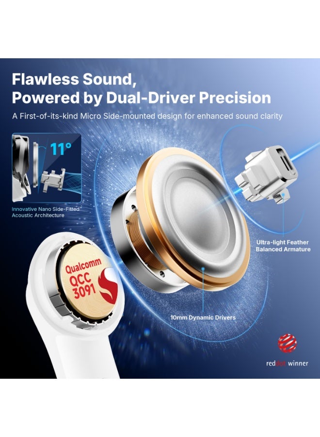 إيرفن سماعات EarFun Air Pro 4+ لاسلكية بإلغاء ضوضاء تكيفي، صوت Hi-Res aptX Lossless، بلوتوث 6.0، تشغيل حتى 54 ساعة، ابيض - Image 2