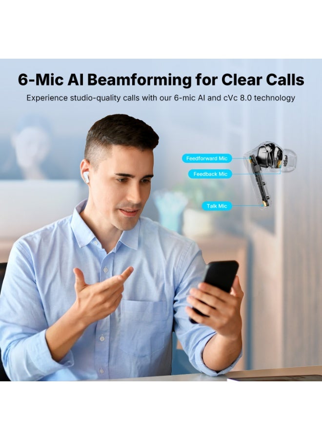 إيرفن سماعات EarFun Air Pro 4+ لاسلكية بإلغاء ضوضاء تكيفي، صوت Hi-Res aptX Lossless، بلوتوث 6.0، تشغيل حتى 54 ساعة، ابيض - Image 5