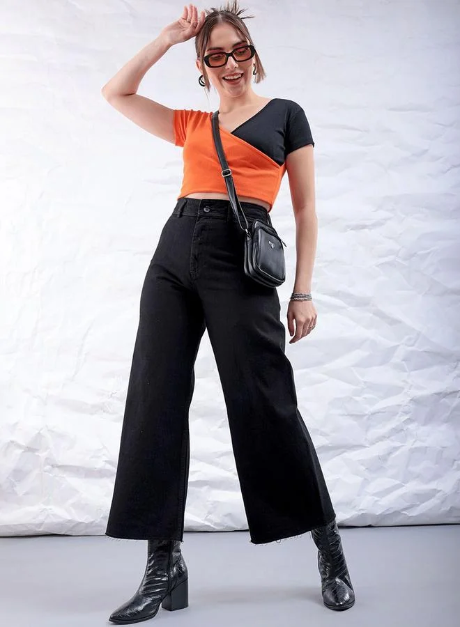 Freehand Black Freehand Women Raw Edge Bootcut Jeans for Women | Best Price UAE