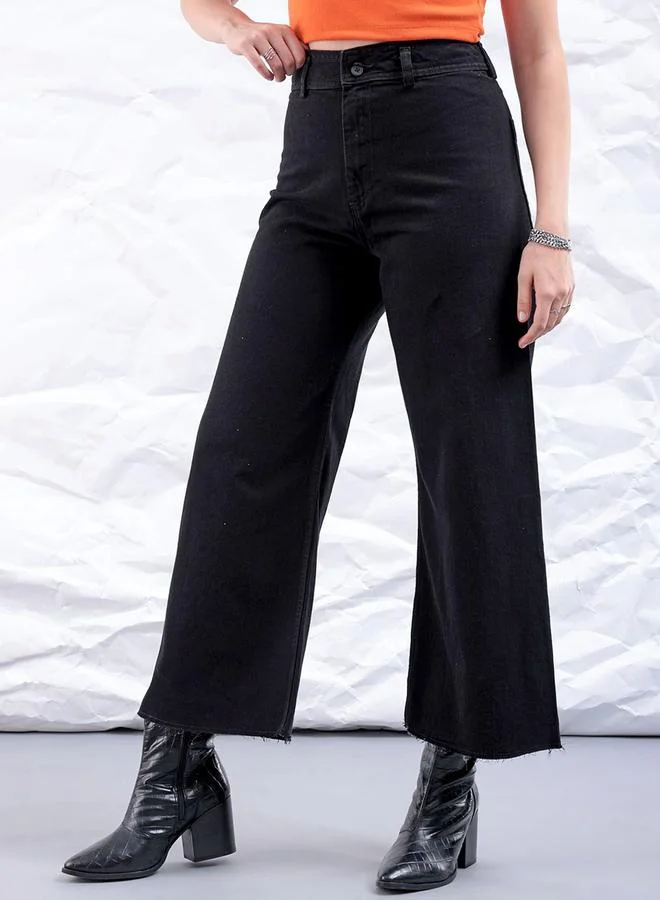 Freehand Black Freehand Women Raw Edge Bootcut Jeans for Women | Best Price UAE