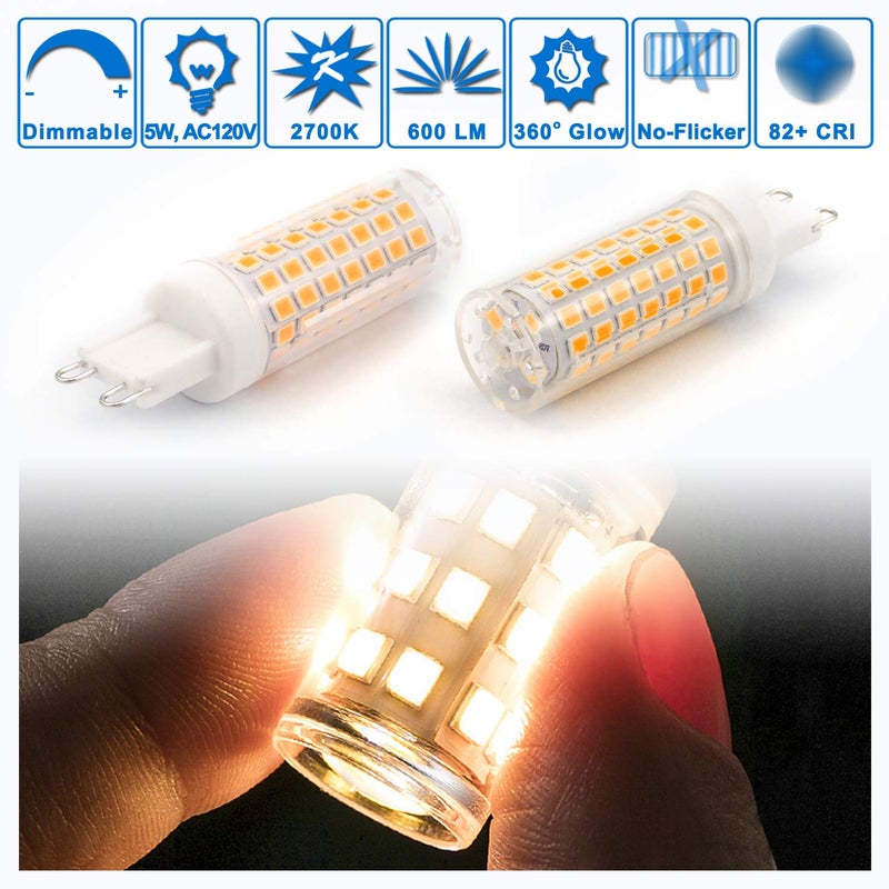 Ziomitus Dimmable G9 Led Bulbs 5W Replace 40W 50W 60W Halogen Bulbs,3000K Warm White,AC120V No Flicker Dimmable G9 T4 Led Corn Bulbs for Pendant Ceiling Chandelier Wall Lighting,600 lm,5Pack - Image 2