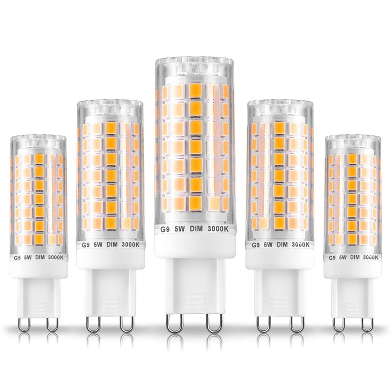 Ziomitus Dimmable G9 Led Bulbs 5W Replace 40W 50W 60W Halogen Bulbs,3000K Warm White,AC120V No Flicker Dimmable G9 T4 Led Corn Bulbs for Pendant Ceiling Chandelier Wall Lighting,600 lm,5Pack - Image 1