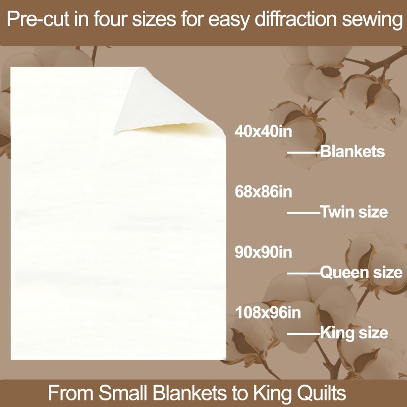 Drounphi Natural Cotton Batting for Quilting - 150g/mÂ² Lightweight, 40"x40" - Crafting Material for Blankets, DIY Projects, Home Decor - Image 4