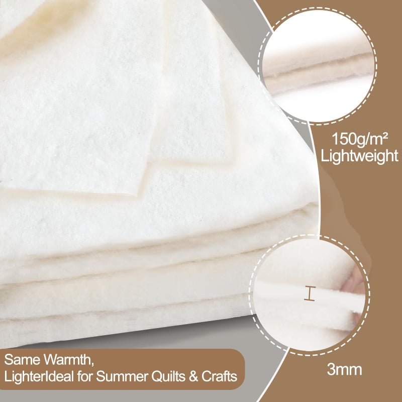 Drounphi Natural Cotton Batting for Quilting - 150g/mÂ² Lightweight, 40"x40" - Crafting Material for Blankets, DIY Projects, Home Decor - Image 3