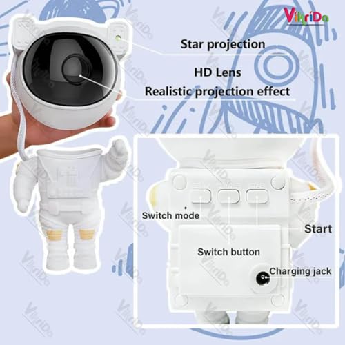 Vikrida Night Light Rabbit Sky Projector for Kids – 360° Rotating Lamp with 6 Films, 5 Colours and 1200mAh Rechargeable Battery. - Image 2