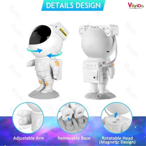 Vikrida Night Light Rabbit Sky Projector for Kids – 360° Rotating Lamp with 6 Films, 5 Colours and 1200mAh Rechargeable Battery. - Image 4