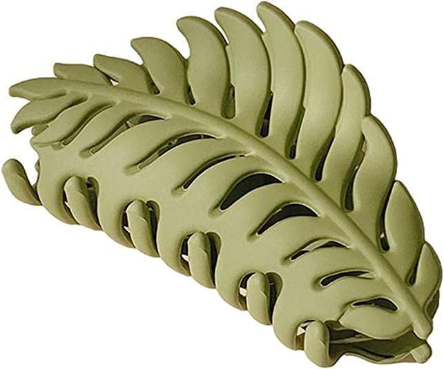 Green Hair Clamps Leaf shaped Many Teeth Big Claw Clips 35 Inch Non slip Leaves Hair Catch Barrette Jaw Clamp Hairpins for Women Girls Thin Thick HairClips and Barrettes