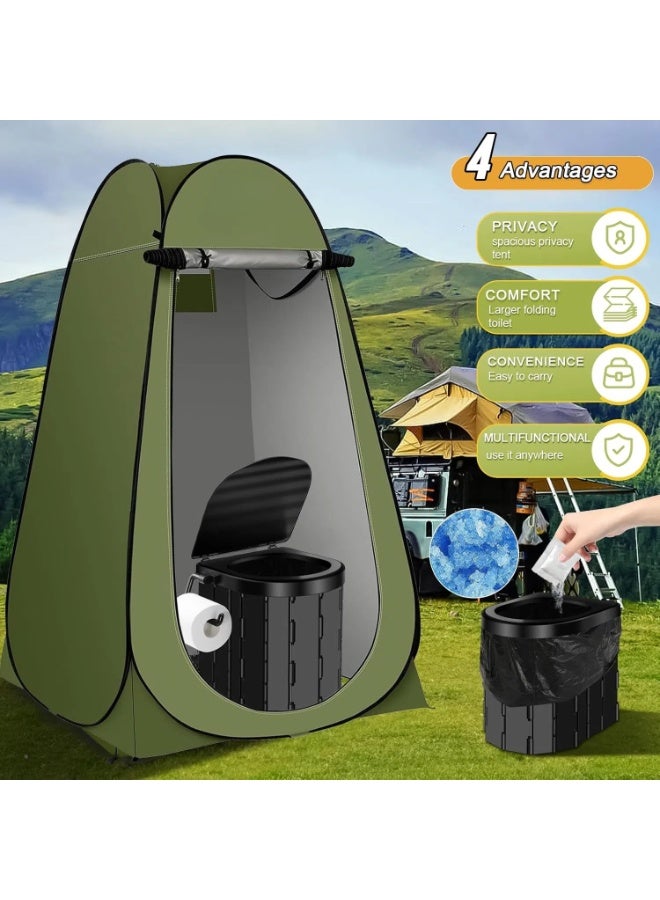 Portable Toilet Kit, Camping Toilet with Pop-Up Privacy Tent and Poo Gel Toilet Bags, Washable Outdoor Shower Toilet, for Changing Room, Camping, Beach, Hiking - Image 4