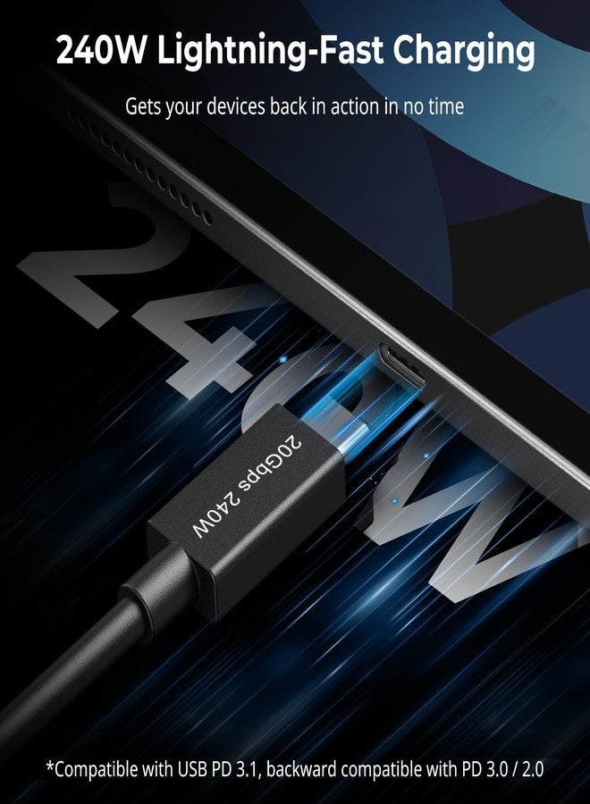 SMALLRIG USB-C Male to Female Data Cable (7.9 inch), 240W Fast Charging / 20Gbps Data Transfer, for Camera Cages & L-Shaped Plates, USB 3.2 Gen 2x2-5078 - Image 3