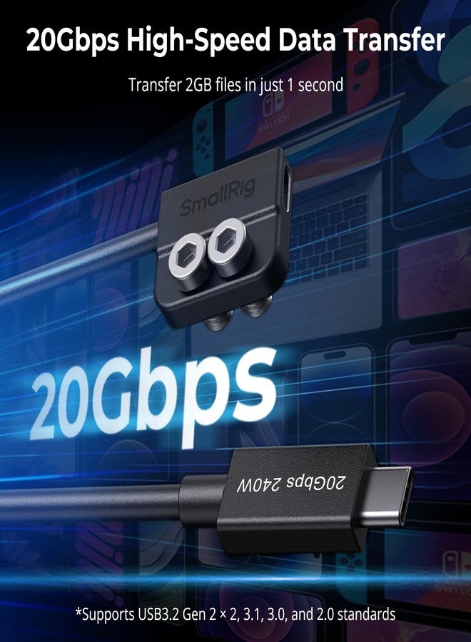 SMALLRIG USB-C Male to Female Data Cable (7.9 inch), 240W Fast Charging / 20Gbps Data Transfer, for Camera Cages & L-Shaped Plates, USB 3.2 Gen 2x2-5078 - Image 2