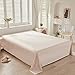 LIFETOWN LIFETOWN Flat Sheet Queen, Ultra Soft Jersey Knit Cotton Flat Sheet, Beige Flat Top Sheet 1 Piece, Wrinkle and  - Image 2