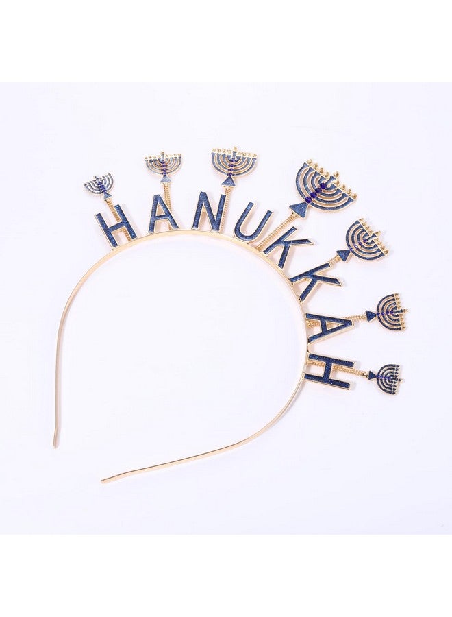 HZEYN Hanukkah Headband For Women Blue Hanukkah Menorah Bopper Headband Crown Tiara Jewish Holiday Headband Party Accessories - Image 2