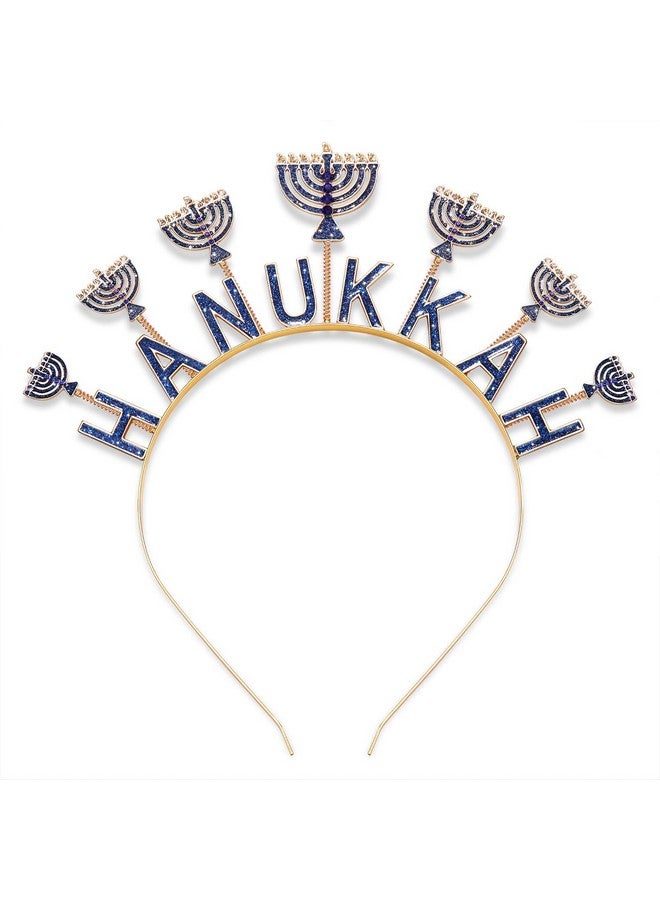 HZEYN Hanukkah Headband For Women Blue Hanukkah Menorah Bopper Headband Crown Tiara Jewish Holiday Headband Party Accessories - Image 1