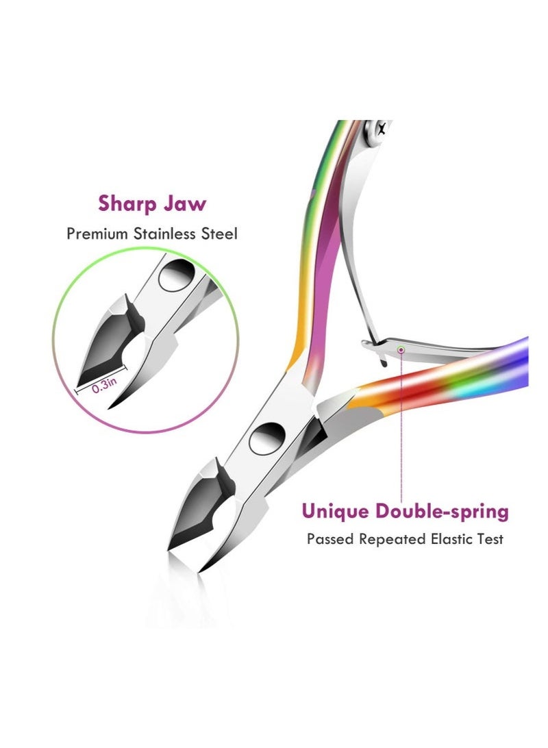 GlamKit Cuticle Trimmer Cuticle Remover with Cuticle Pusher, Professional Stainless Steel Durable Pedicure Manicure Tools, Cutter Nipper Scissor Clipper for Fingernails and Toenails Dead Skin (Multicolour) - Image 3