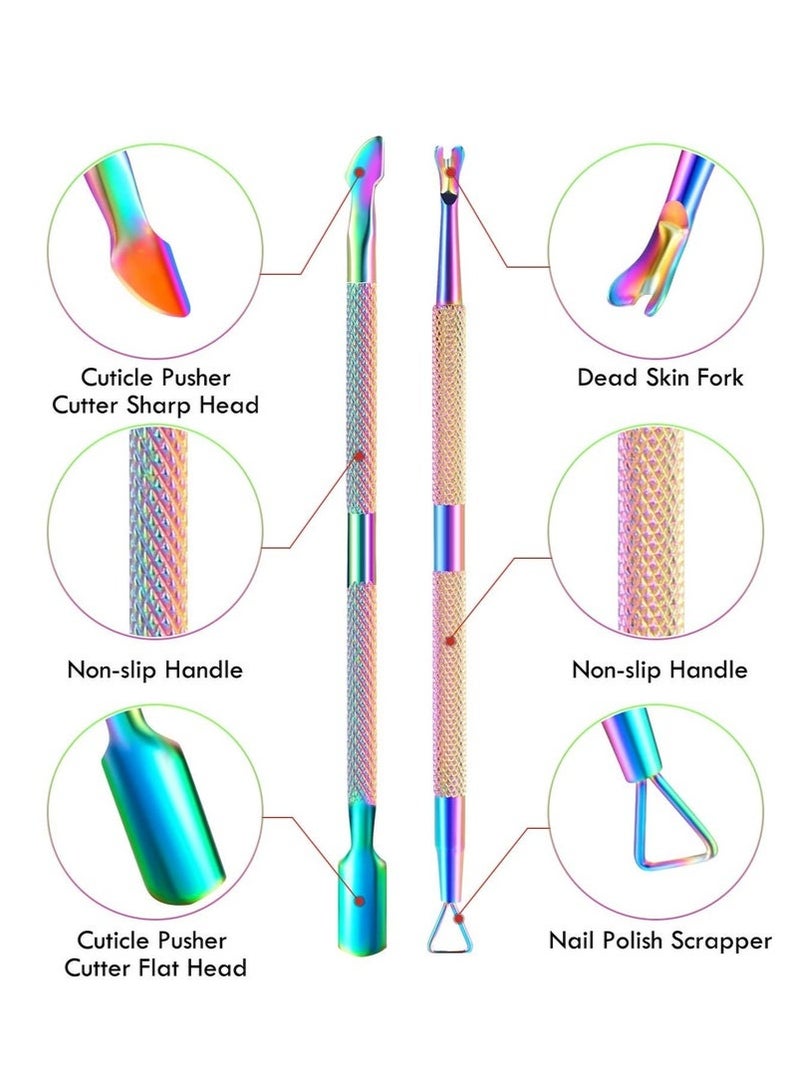 GlamKit Cuticle Trimmer Cuticle Remover with Cuticle Pusher, Professional Stainless Steel Durable Pedicure Manicure Tools, Cutter Nipper Scissor Clipper for Fingernails and Toenails Dead Skin (Multicolour) - Image 2