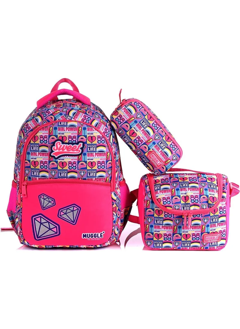 muggle 6627 Sweet Pink School Bag Set of 3
