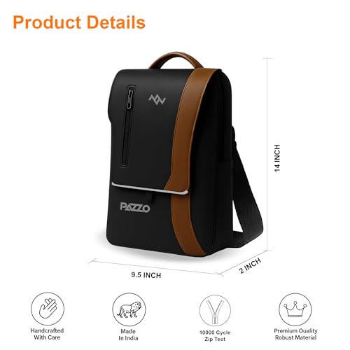 PAZZO PU Leather Premium Professional Messenger Bag | Upto 14" | Water Resistant| Multiple Organisers|Travel Office Bag for Men & Women| Unisex College Sling Cross Body Shoulder Bag for Boys and Girls - Image 3