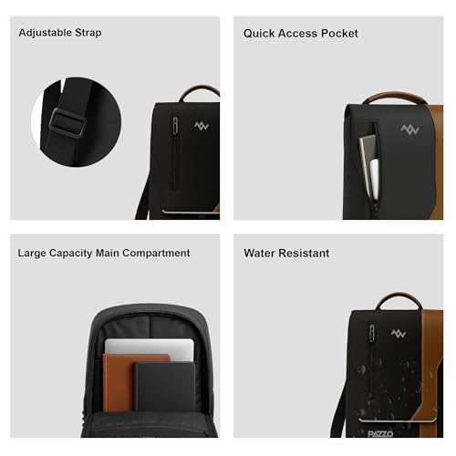 PAZZO PU Leather Premium Professional Messenger Bag | Upto 14" | Water Resistant| Multiple Organisers|Travel Office Bag for Men & Women| Unisex College Sling Cross Body Shoulder Bag for Boys and Girls - Image 2