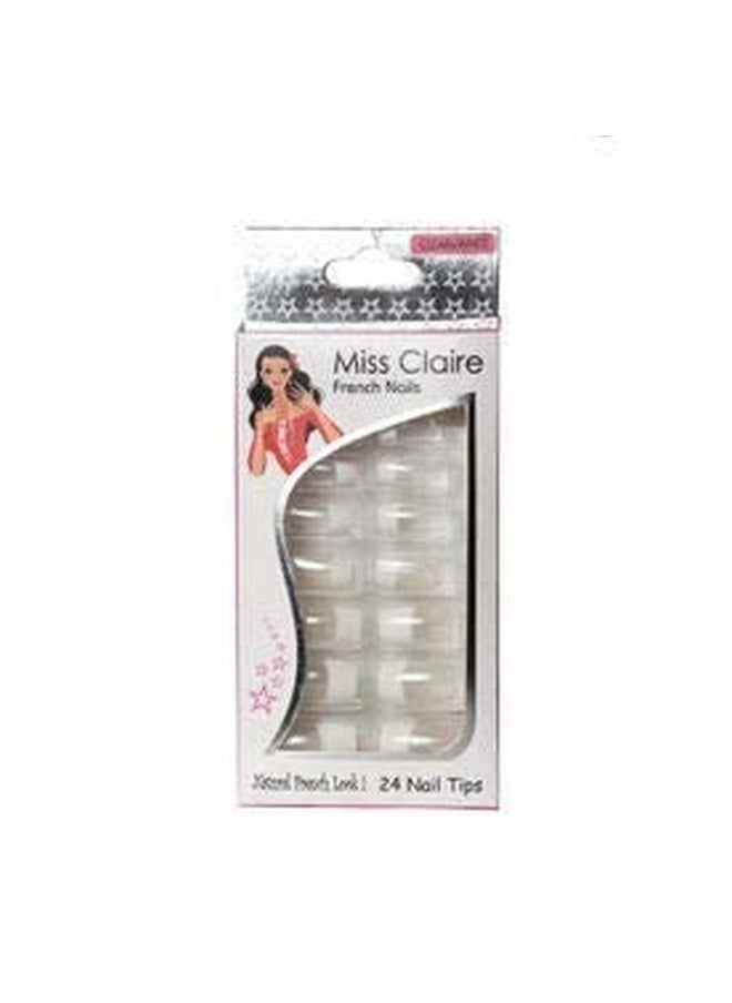 ميس كلير أظافر Miss Claire الفرنسية 24 Clear and White (Ecp 01)، أبيض، عدد واحد، شفاف وأبيض،  - Image 1