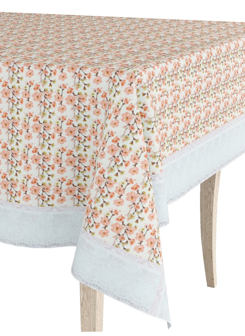 Bianca BIANCA Vinyl PVC Dining Table Cover Easy to Clean Table Cloth -1pc 4-6 Seater (Clasic-Clear) Floral-Orange/Ivory  - Image 3