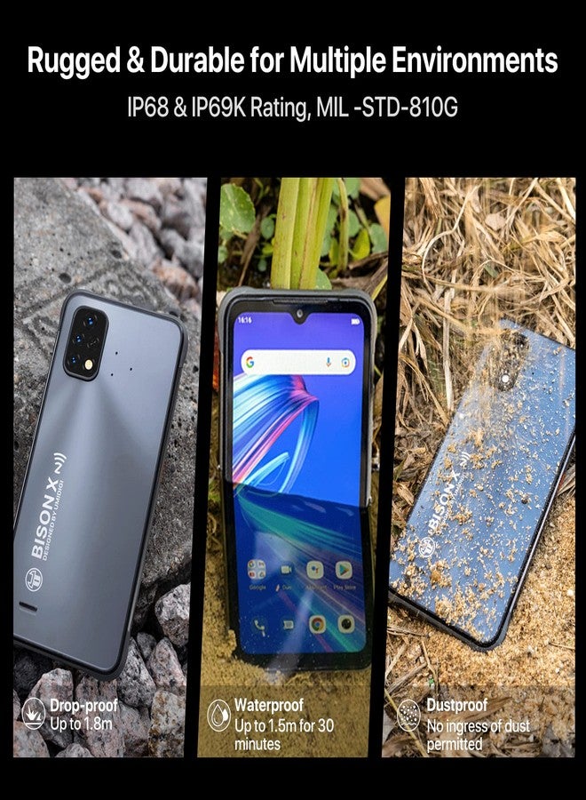 UMIDIGI Bison X10S Rugged Unlocked Smartphones,4GB+64GB Android 11 IP68/IP69K Waterproof Shockproof Phone T310 Camera 6.53" FHD+ 6150mAh Fast Charge NFC Global Version Rugged Smartphone - Image 2