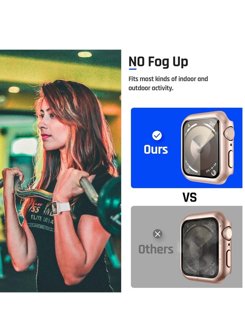 ELTRAZONE Waterproof Case for Apple Watch 45mm Series 9/8/7 – Full HD Tempered Glass Screen Protector with Hard PC Frame – Scratch-Resistant, Shockproof Cover for iWatch Accessories – Original Rose Gold Protective Case for 45mm Smartwatch  - Image 5