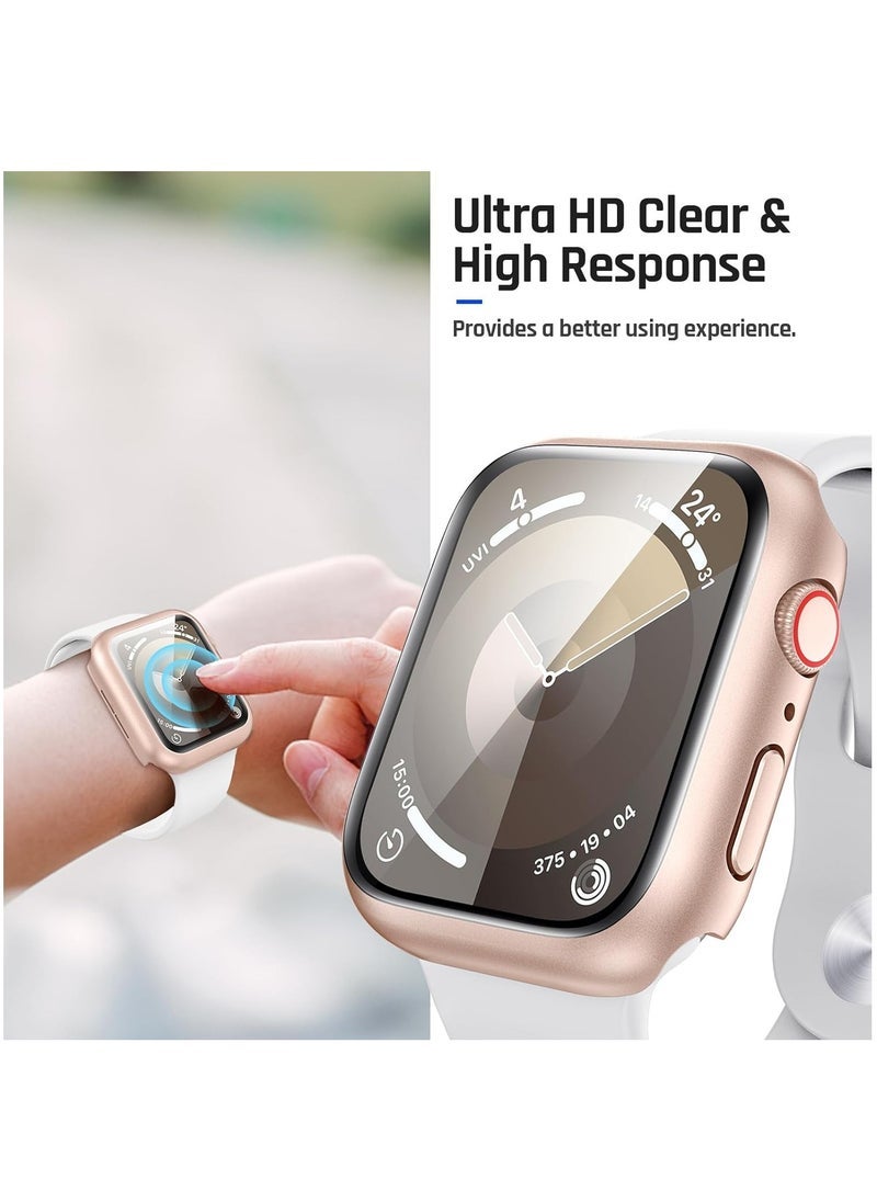 ELTRAZONE Waterproof Case for Apple Watch 45mm Series 9/8/7 – Full HD Tempered Glass Screen Protector with Hard PC Frame – Scratch-Resistant, Shockproof Cover for iWatch Accessories – Original Rose Gold Protective Case for 45mm Smartwatch  - Image 3