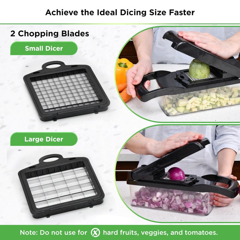 Prep Naturals PrepNaturals Vegetable Chopper with Container, Veggie Chopper, Food Chopper & Onion Chopper - Mandoline Slicer for Kitchen (8 in 1, Black) - Image 3
