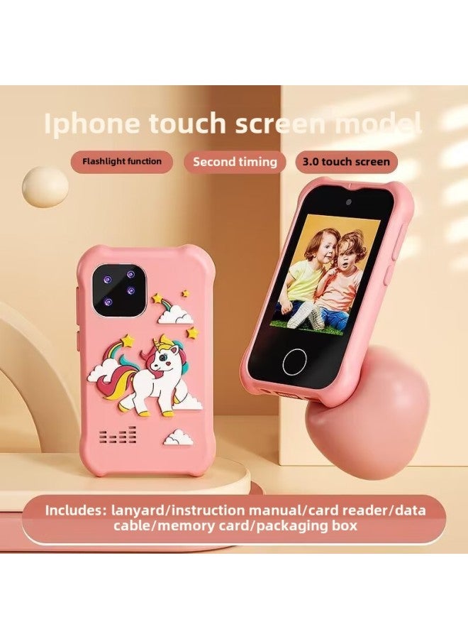 Generic Batch S1/S2 Children's Mobile Phone Camera Front And Rear Double Camera-Body Color:Pink-touch Screen Version + 64g Memory Card  - Image 1