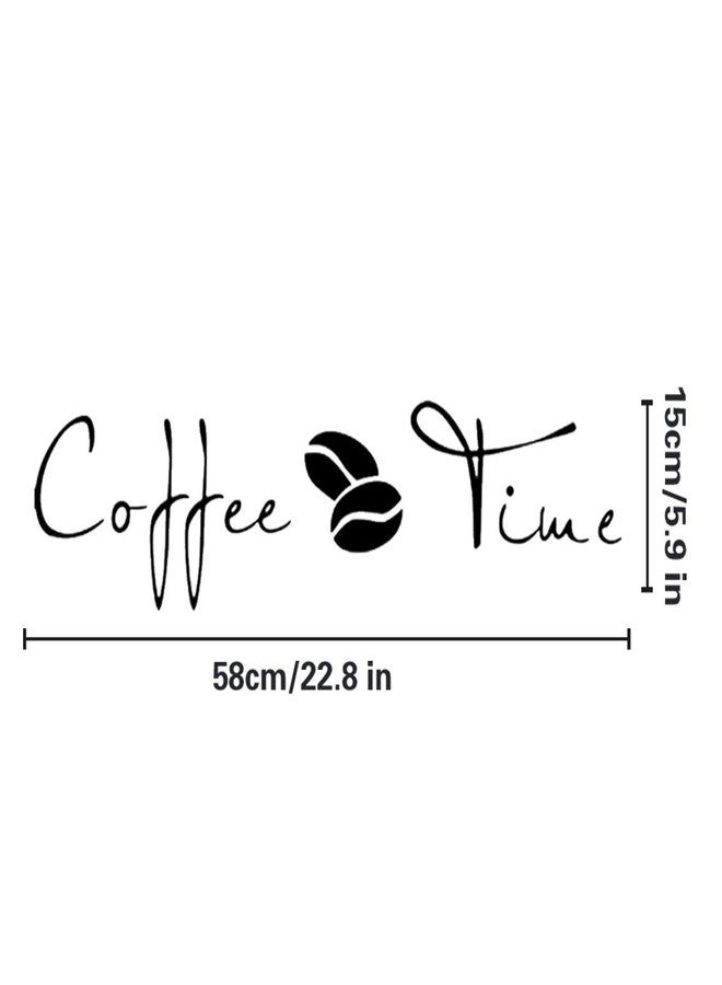 thovorrnl Coffee Time Wall Decal English Lettering Saying Words Vinyl Stickers with Coffee Beans Picture, Removable Art DIY Quote Sticker Mural for Home Store Shop Kitchen Office Window Decoration - Image 2
