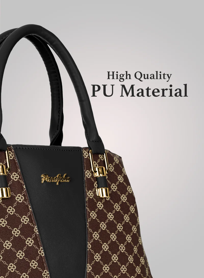 PARAJOHN Para John Women Handbag – PU Leather Structured Tote Bag with Dual Handles & Detachable Strap, Pattern Design