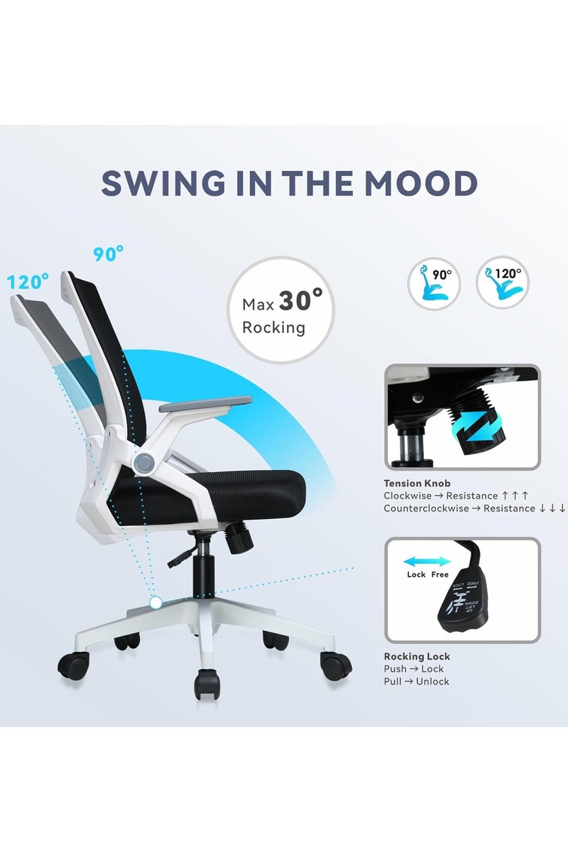 AIWANTO Ergonomic Office Chair with Lumbar Support – Height Adjustable, Swivel, Breathable Mesh Back & Comfortable Seat for Home or Work  - Image 4