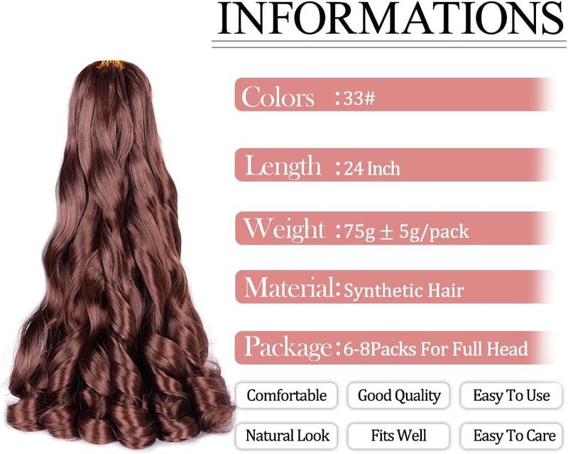Luoyudu French Curls Braiding Hair 33# Synthetic Bouncy Braiding Hair Extensions 75g/pack French Curly Crochet Hair Extensions 24inch(24 Inch,8 Packs,33#) - Image 2