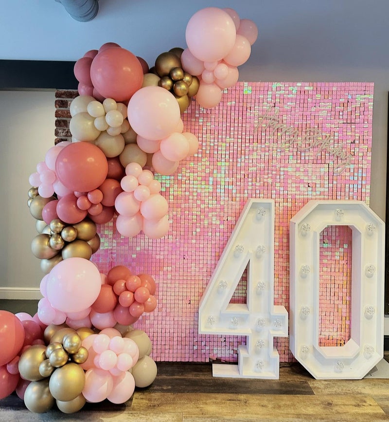 Kate Shimmer Wall Backdrop Pink Iridescent Square Sequin Wall Panel Backdrop Decor for Wedding, Anniversary, Birthday, Party, 36 Panels - Image 5