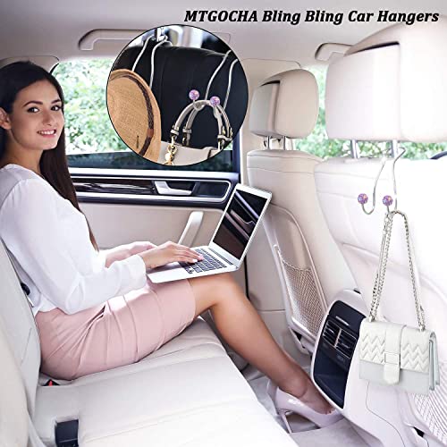 MTGOCHA Bling Purse Hook for Car Headrest Hooks Upgraded Cute Car Purse Hooks Car Seat Hooks for Headrest Metal Car Bag Hooks Car Purse Holder Hook Hanger Bling Car Accessories for Women,Light Purple - Image 2