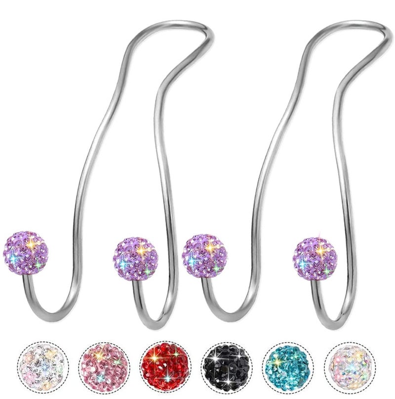 MTGOCHA Bling Purse Hook for Car Headrest Hooks Upgraded Cute Car Purse Hooks Car Seat Hooks for Headrest Metal Car Bag Hooks Car Purse Holder Hook Hanger Bling Car Accessories for Women,Light Purple - Image 1